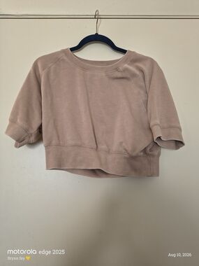 Mono B Mauve Pink Cropped Short Sleeve Sweatshirt